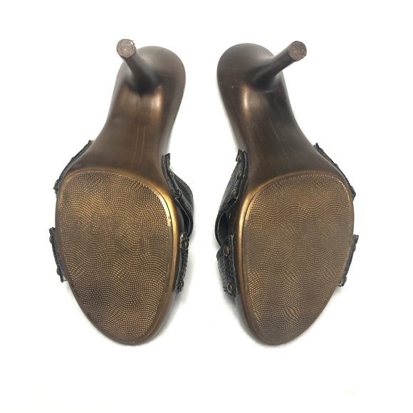 Victoria Spencer 8.5 Slither Snakeskin Heel Brown - Picture 12 of 16